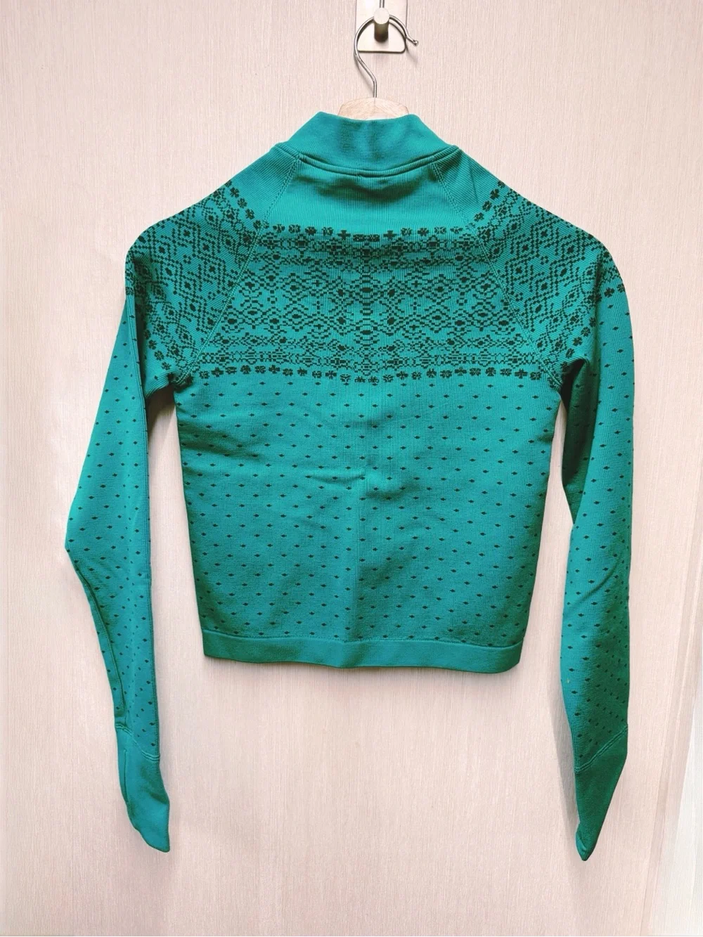 NWT DSG Momentum Seamless 1/4 Zip Green Patterned Pullover, Size XS
